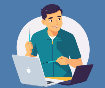 Free man laptop computer vector